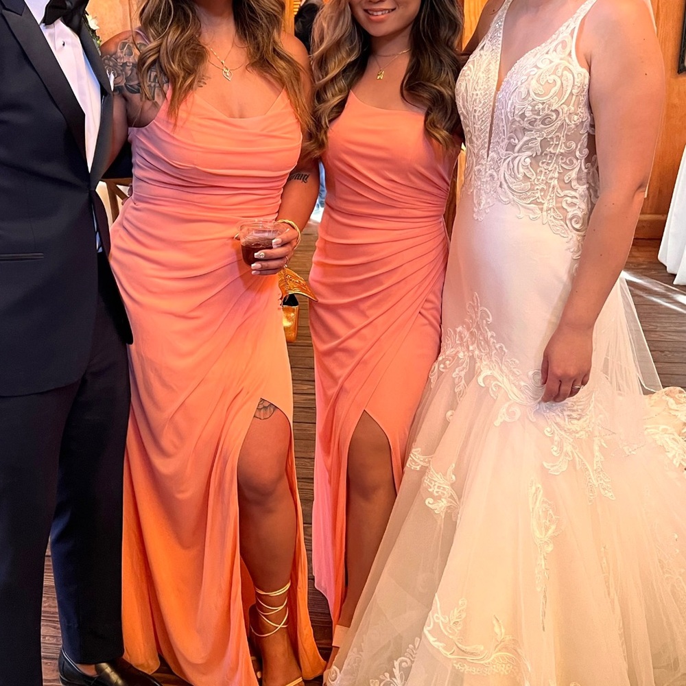 Azazie Cassia Bridesmaid Dress in Coral (Peach/Pink/Orange) - Picture 6 of 6
